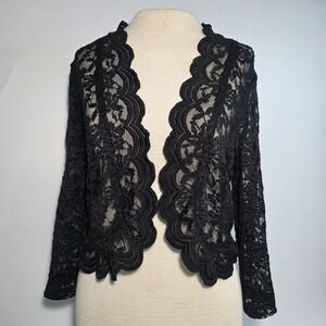 Vintage Connected Apparel Black Rose Lace Long Sleeve S Cardigan MADE IN USA